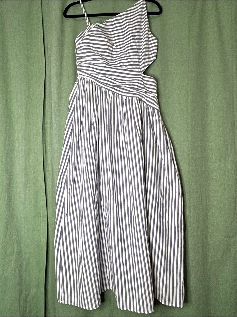 Commense Striped Cut-Out Asymmetric Cami Navy Maxi Dress NWT M - Picture 2 of 8